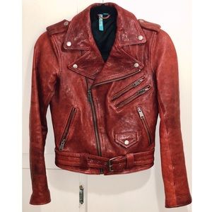 Red Leather Biker Jacket